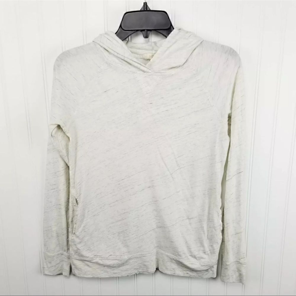 J Crew Womens Size XS White Heathered Long Sleeve Hooded Lightweight Sweater